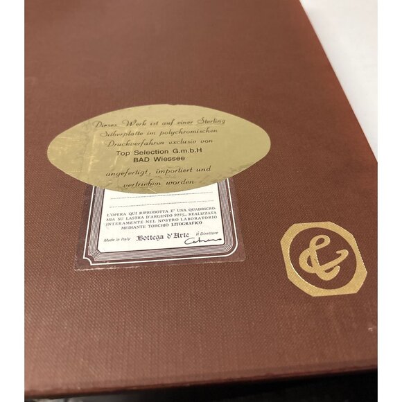 Bottega DArte Munich Marketplace Scene 925 Silver Plate Lithograph Italy Vintage - Picture 8 of 10